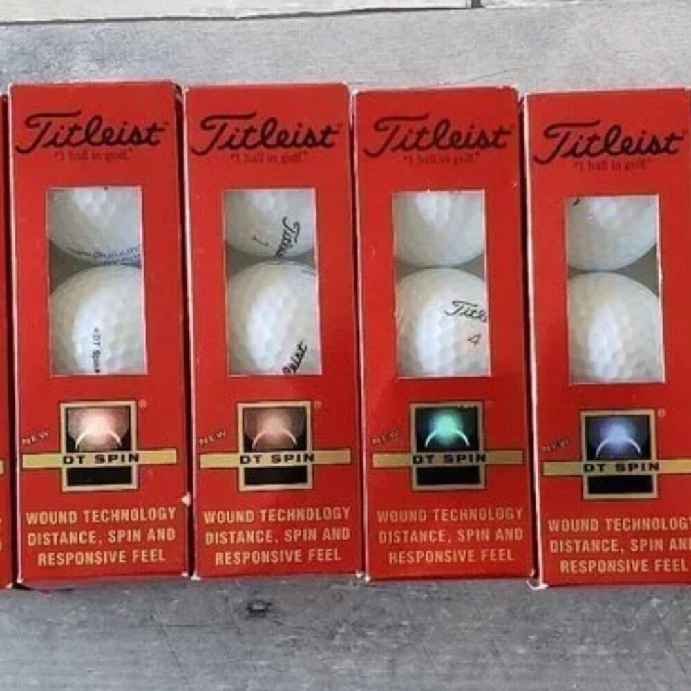 Unused Set of 12 Golf Balls - Titleist DT Spin - Company Logo Imprinted on Balls